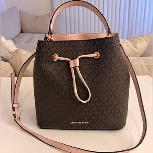 Michael Kors Signature Brown and Pink Shoulder Bag